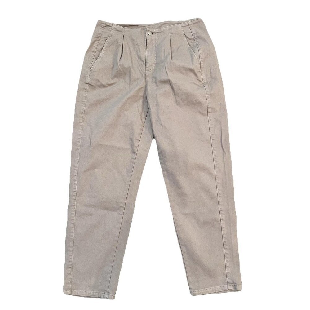 Eileen Fisher Women’s Organic Cotton Denim Tapered Pant Size 10 Tan Light Barley
